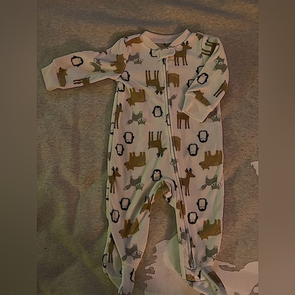 Carters: Simple Joys | Fleece Nordic Animals Zippered Pjs | 3-6mo - Picture 1 of 4